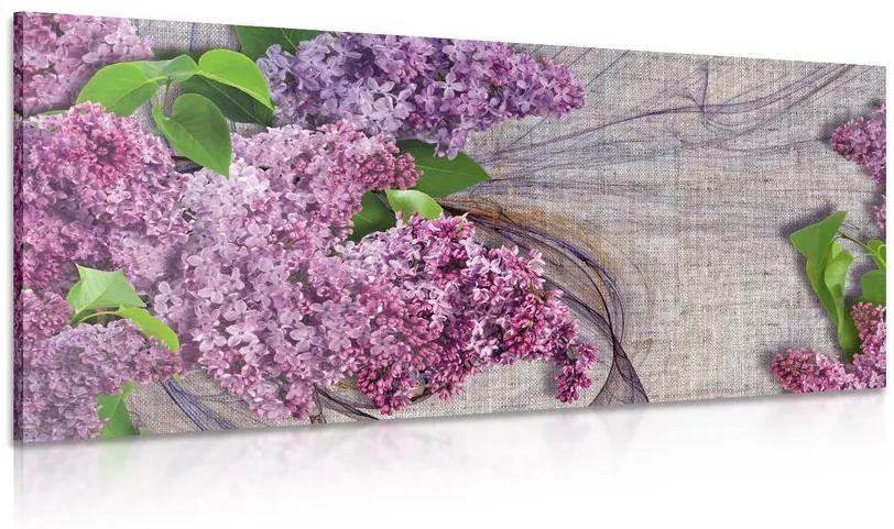 Εικόνα λουλουδιών λιλά σε καμβά - 120x60