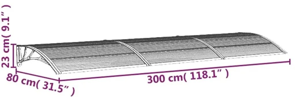 Στέγαστρο Πόρτας Μαύρο &amp; Διαφανές 300 x 75 εκ από Πολυκαρβονικό - Μαύρο