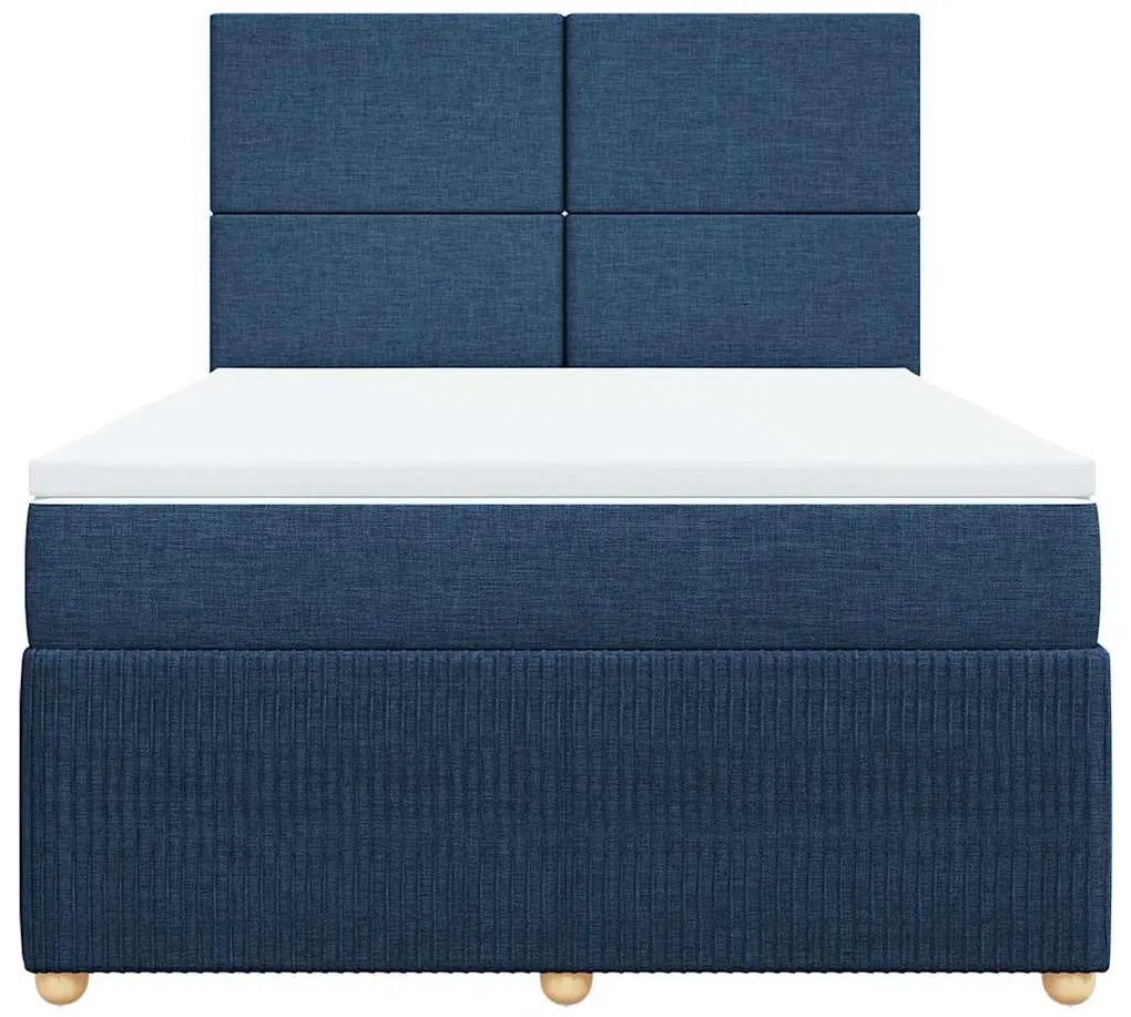 vidaXL Κρεβάτι Boxspring με Στρώμα Μπλε 160x200 εκ. Υφασμάτινο