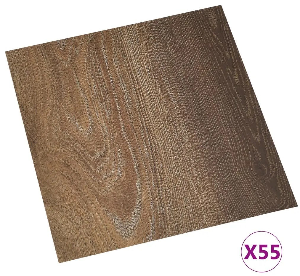 vidaXL Δάπεδο Αυτοκόλλητο Καφέ 55 τεμ. 5,11 μ² από PVC