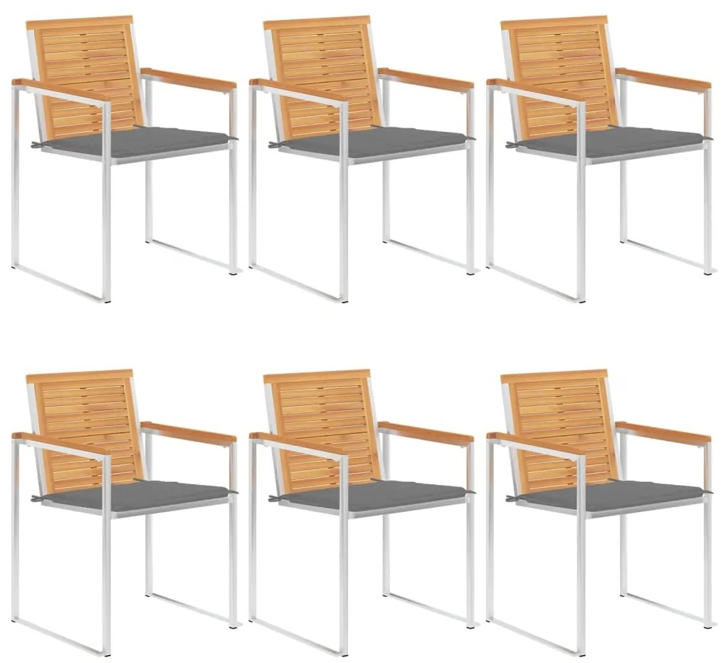 vidaXL Καρέκλες Κήπου 6 τεμ. από Μασίφ Ξύλο Teak με Μαξιλάρια