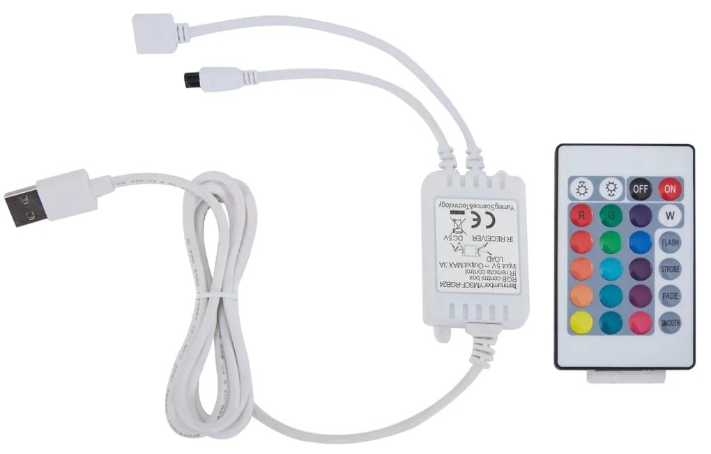 vidaXL Πλαίσιο Κρεβατιού με LED Λευκό 180x200 εκ. από Συνθετικό Δέρμα