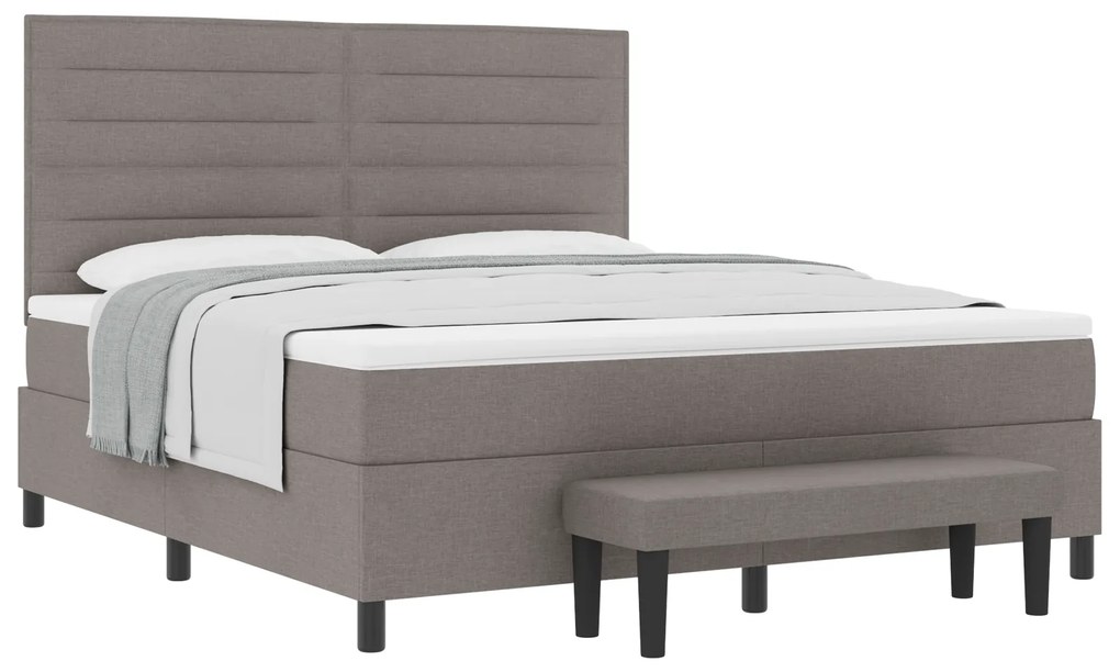 vidaXL Κρεβάτι με Βάθρο με Στρώμα & Πάγκο Ταουπέ 180x200 εκ Ύφασμα