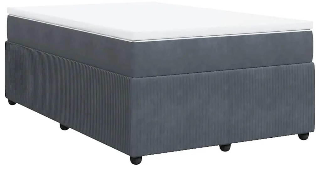 vidaXL Κρεβάτι Boxspring με Στρώμα Σκούρο Γκρι 120x200 εκ. Βελούδινο