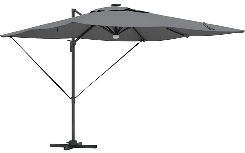 vidaXL Ρώμη Ομπρέλα με φώτα λωρίδας LED Ανθρακί 286 x 285 x 270 εκ
