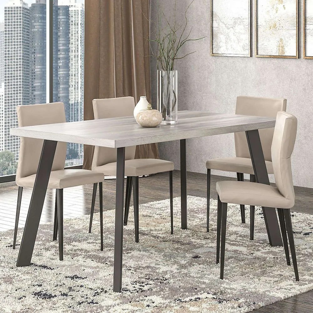Τραπέζι Νο5 159x90x78cm Ash Melamine, Metal