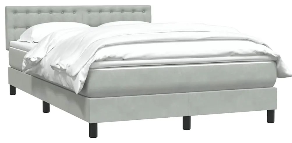 vidaXL Κρεβάτι Boxspring με Στρώμα Ανοιχτό Γκρι 140x220 εκ. Βελούδινο
