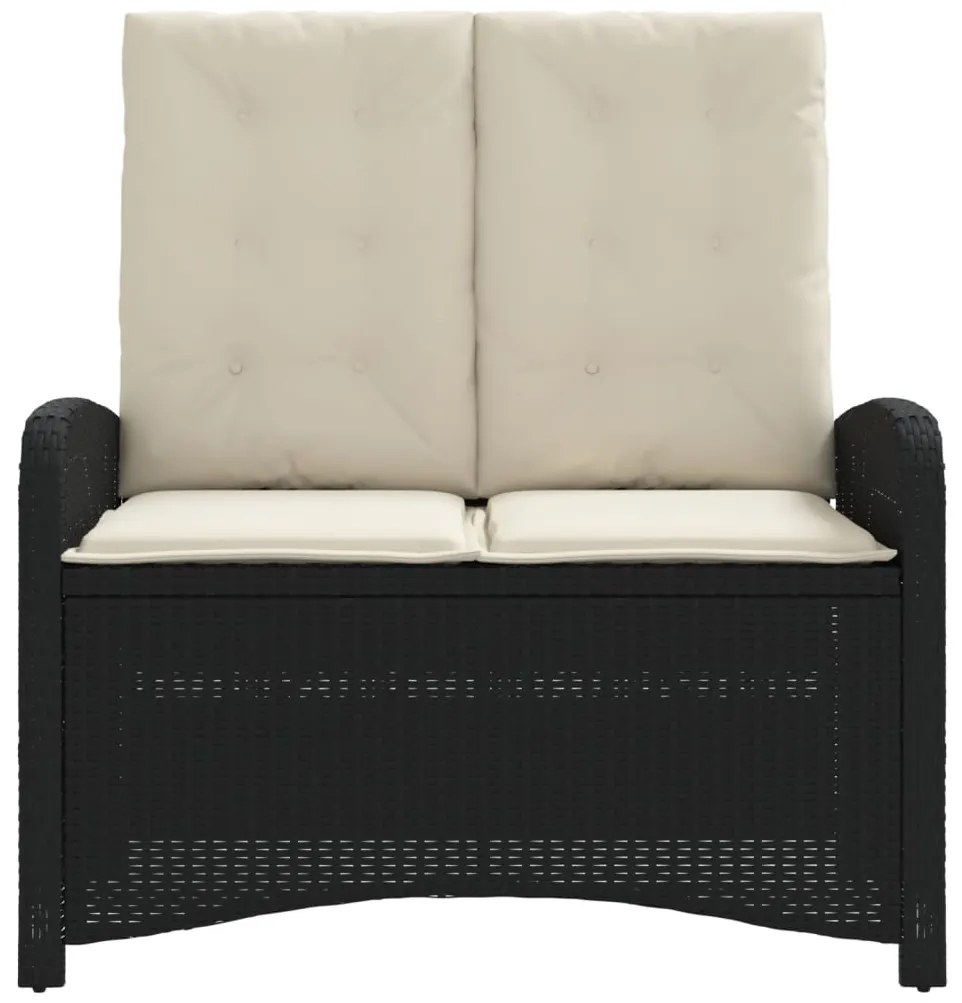 vidaXL Πάγκος Κήπου Ανακλινόμενος Μαύρος Συνθετικό Ρατάν με Μαξιλάρια