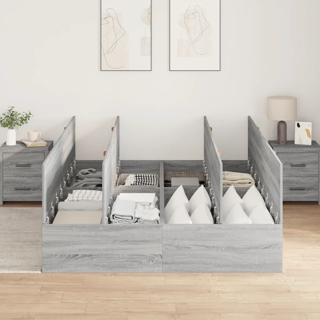 vidaXL Κρεβάτι Αποθήκευσης Γκρι Sonoma 150x200 εκ