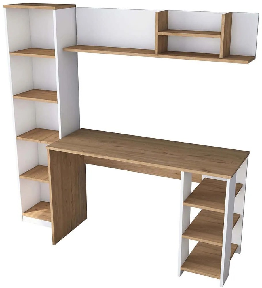 Γραφείο Με Βιβλιοθήκη & Ράφι 893RAN2714 160x45x161,8cm White-Walnut