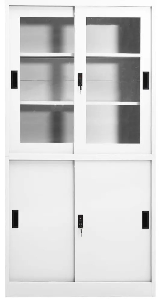 Ντουλάπα Γραφείου με Συρόμενη Πόρτα Λευκή 90x40x180 εκ Ατσάλινη - Λευκό