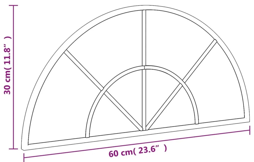 vidaXL Καθρέφτης Τοίχου Αψίδα Μαύρος 60x30 εκ. από Σίδερο