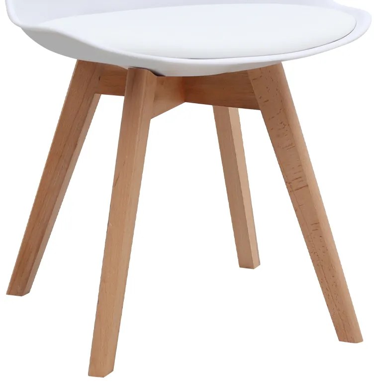 Καρέκλα τραπεζαρίας Viva Megapap PP - PU λευκό - ξύλινο φυσικό πόδι 48,5x54x80εκ.