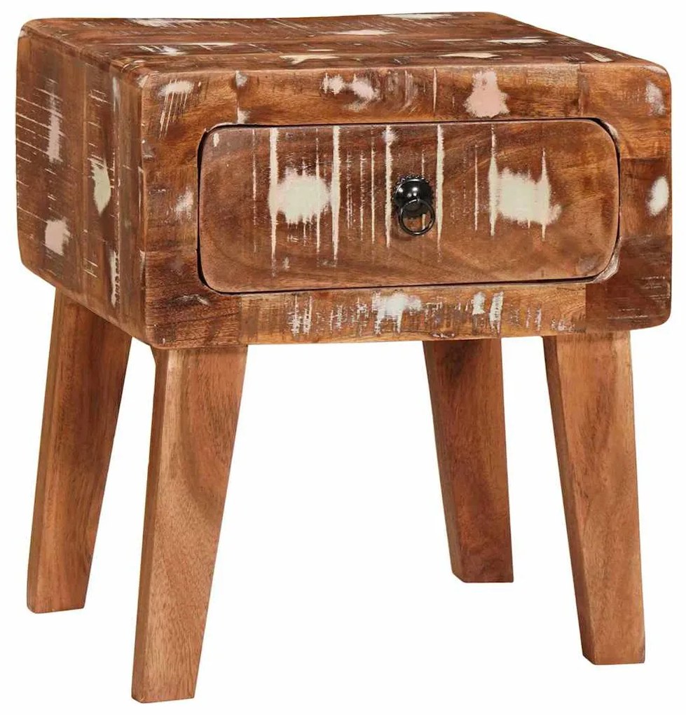 vidaXL End Table με συρτάρι Καφέ 40 x 32 x 46 εκ Στερεό Ανακτηθέν Ξύλο