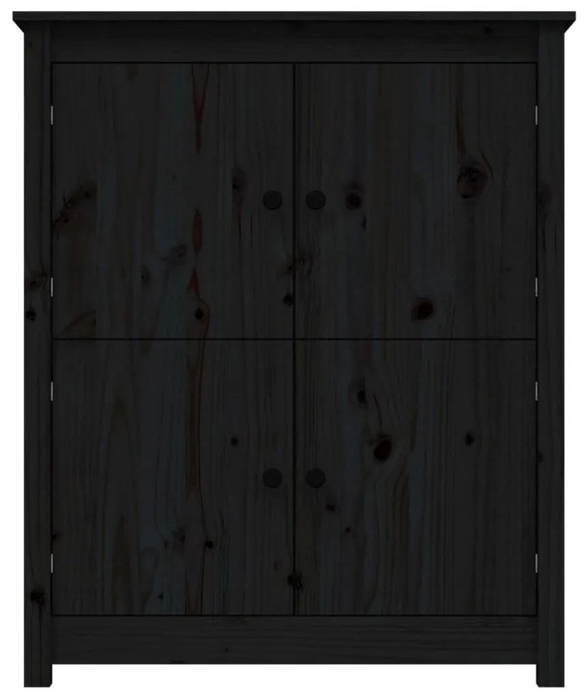 Συρταριέρα Μαύρη 83 x 41,5 x 100 εκ. από Μασίφ Ξύλο Πεύκου - Μαύρο