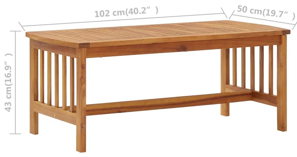 vidaXL Τραπεζάκι Σαλονιού 102 x 50 x 43 εκ. από Μασίφ Ξύλο Ακακίας