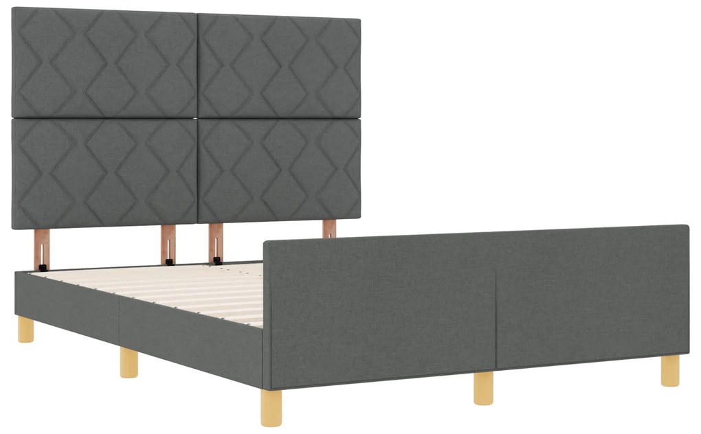vidaXL Σκούρο Γκρι Κρεβάτι 160x200 εκ Fabric