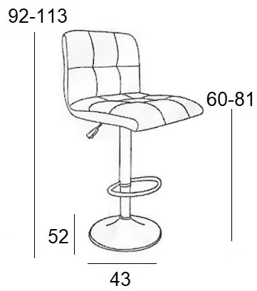 Σκαμπό BAR 40 Μαύρο Δερματίνη 43X52X62-82/90-110εκ. (Σετ 2 ΤΕΜ)