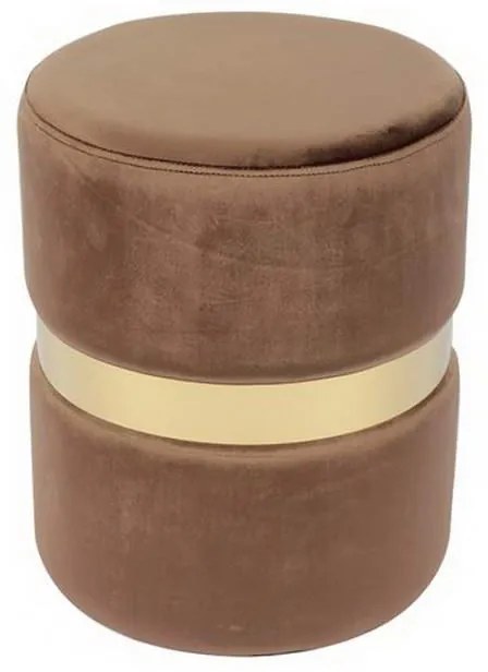 Σκαμπό Βοηθητικό Tommy Ε7037,3 D.35x43cm Gold-Brown Μέταλλο,Ύφασμα
