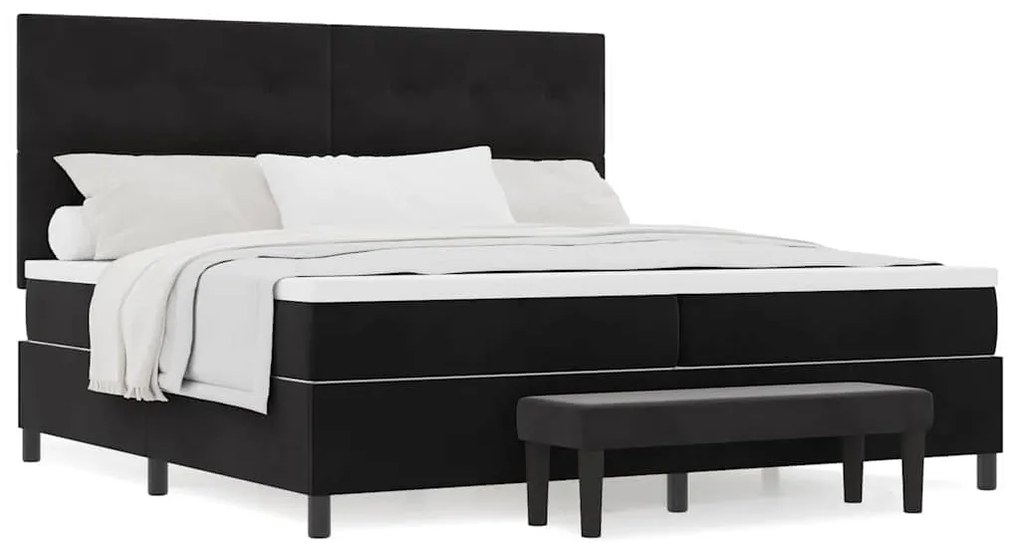 vidaXL Κρεβάτι με ελατήρια με στρώμα Μαύρο 200 x 200 cm Βελούδο