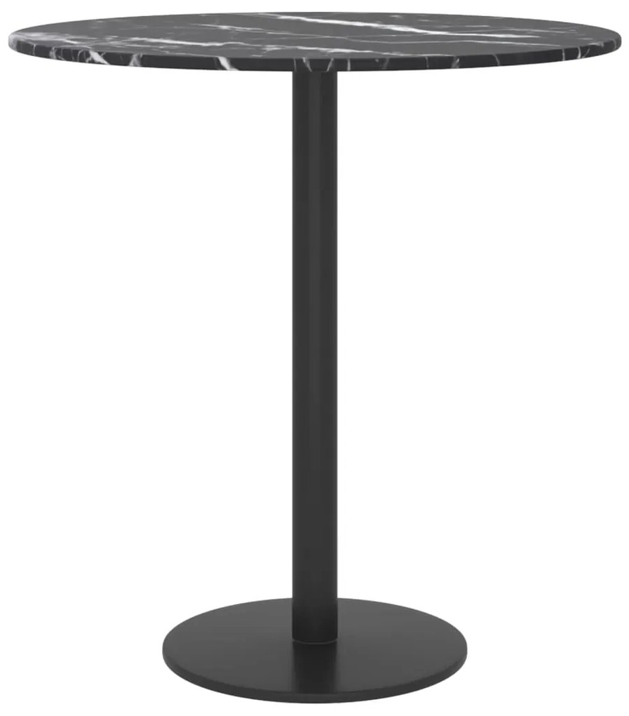 vidaXL Επιφάνεια Τραπεζιού Μαύρη Ø40 x 0,8 εκ. Ψημ. Γυαλί Μαρμ. Σχέδιο
