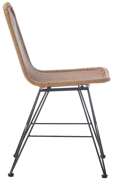 Καρέκλα Pamela pe rattan φυσικό - μαύρα μεταλλικά πόδια 44x58x82 εκ. 44x58x82 εκ.