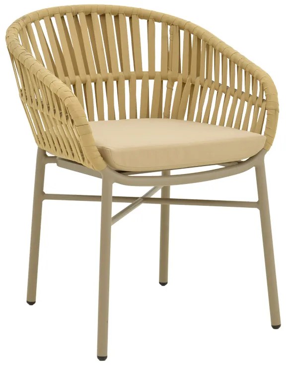 Πολυθρόνα Frama pakoworld αλουμίνιο-pe σχοινί σε καφε απόχρωση και μαξιλάρι 57x60x78εκ