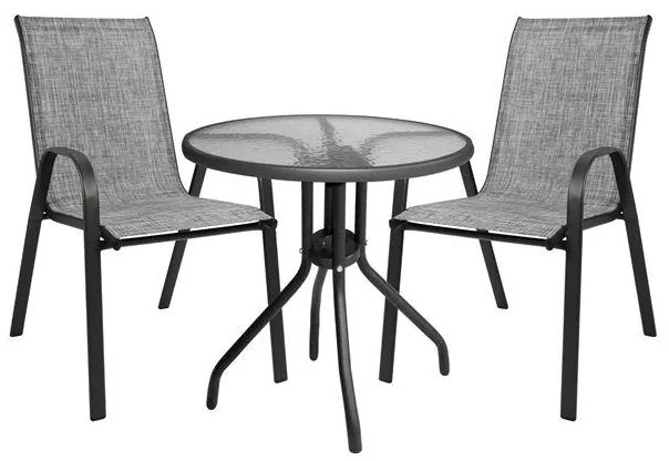 Set Dining Table 3 pieces with table &amp; Chairs leon Grey