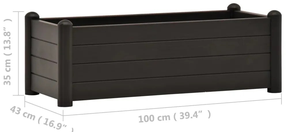 vidaXL Ζαρντινιέρα Υπερυψωμένη Ανθρακί 100x43x35 εκ. Πολυπροπυλένιο