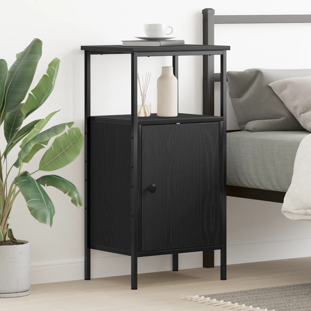vidaXL Κομοδίνο Μαύρο Δρυς 41x31x80 εκ Επεξεργασμένο ξύλο