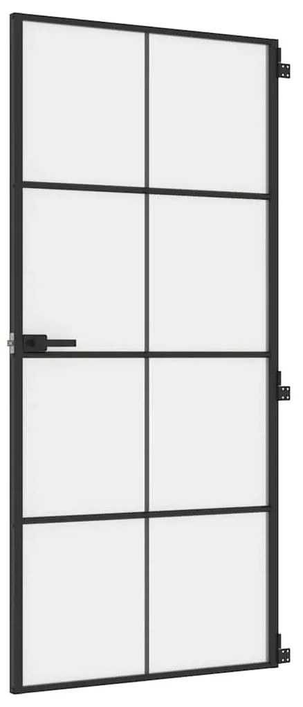 vidaXL Εσωτερική Πόρτα Μαύρη 93 x 201,5 εκ. Ψημένο Γυαλί &amp; Αλουμίνιο