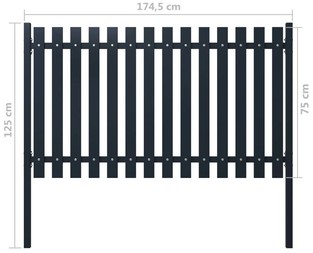 vidaXL Πάνελ Περίφραξης Ανθρακί 174,5x75 εκ. Ατσάλι με Βαφή Πούδρας