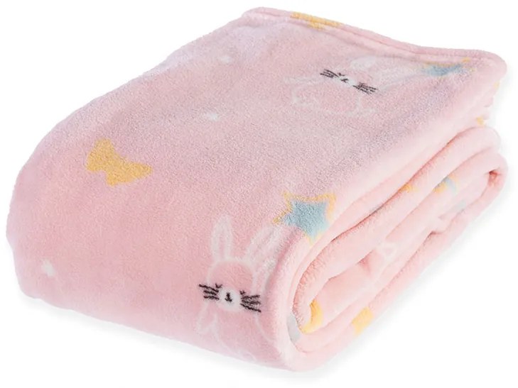 Βρεφική Κουβέρτα Fleece Κούνιας Fly Love Pink 110x150 Nef-Nef Homeware