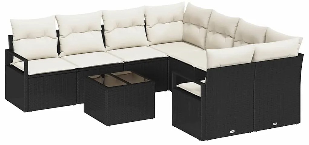 vidaXL Σετ Καναπέ Κήπου 9 pcs Μαύρο, Κρέμα 55 x 55 x 37 εκ