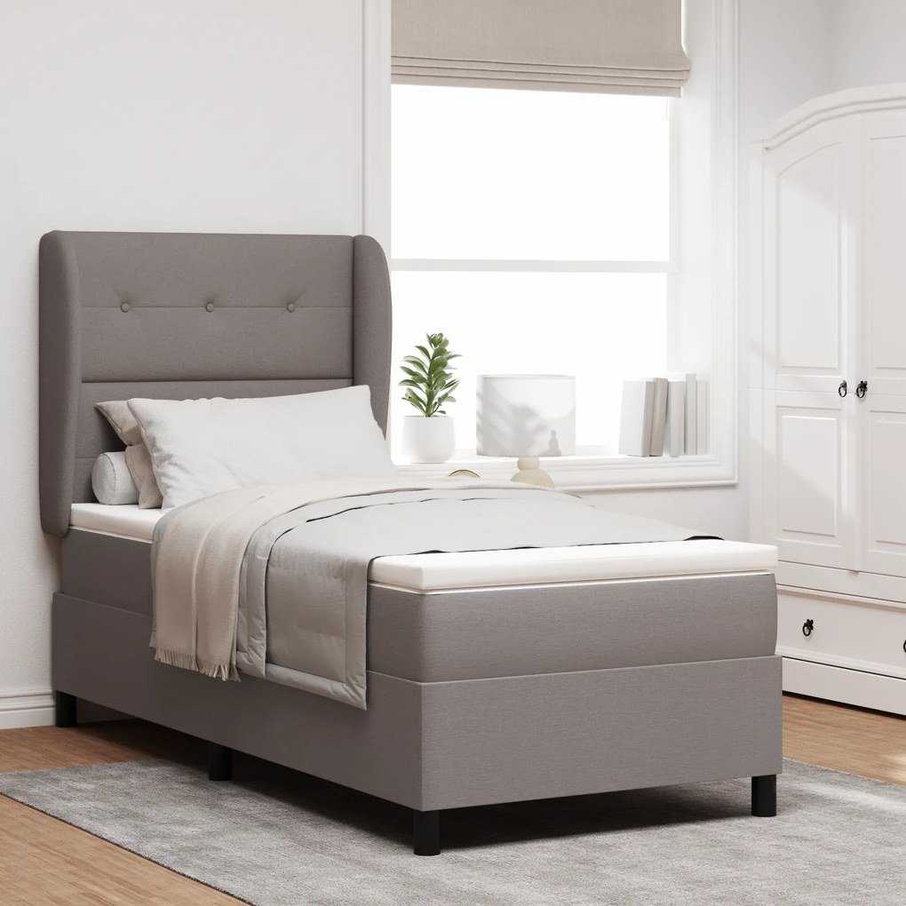 vidaXL Κρεβάτι Box Spring με Στρώμα Ταμπά 90x190 εκ. Υφασμάτινο