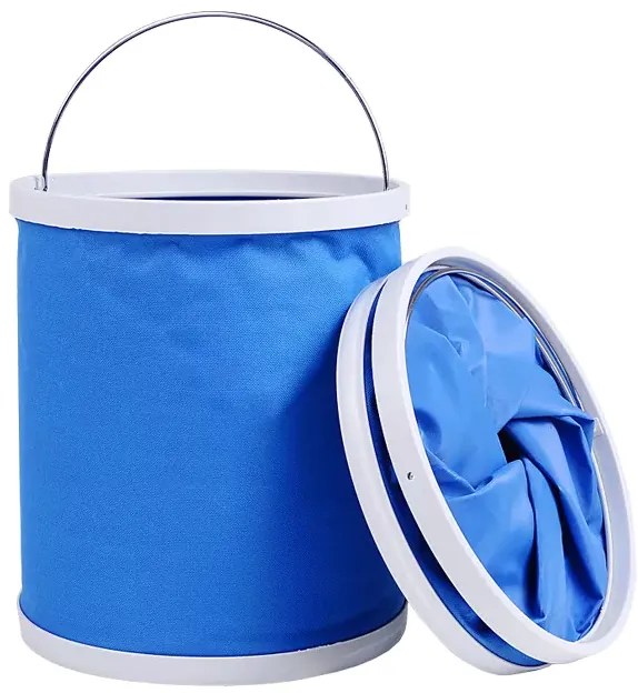 Πτυσσόμενος κουβάς FISH-0051, υφασμάτινος, 13L, Φ24x30cm, μπλε