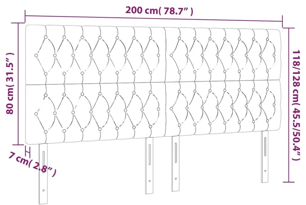 vidaXL Κεφαλάρι Κρεβατιού LED Σκούρο Καφέ 200x7x118/128εκ. Υφασμάτινο