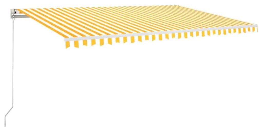 Τέντα Συρόμενη Χειροκίνητη Kίτρινο / Λευκό 500 x 300 εκ. - Κίτρινο