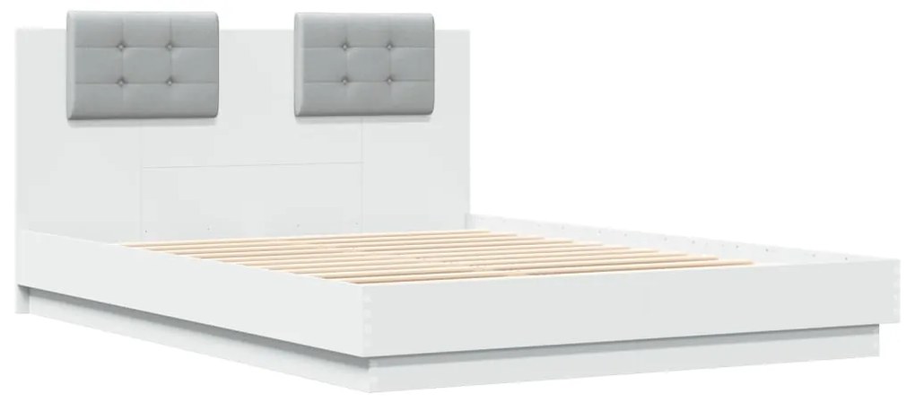 vidaXL Πλαίσιο Κρεβατιού με Κεφαλάρι Λευκό 150x200 εκ Επεξεργ. Ξύλο