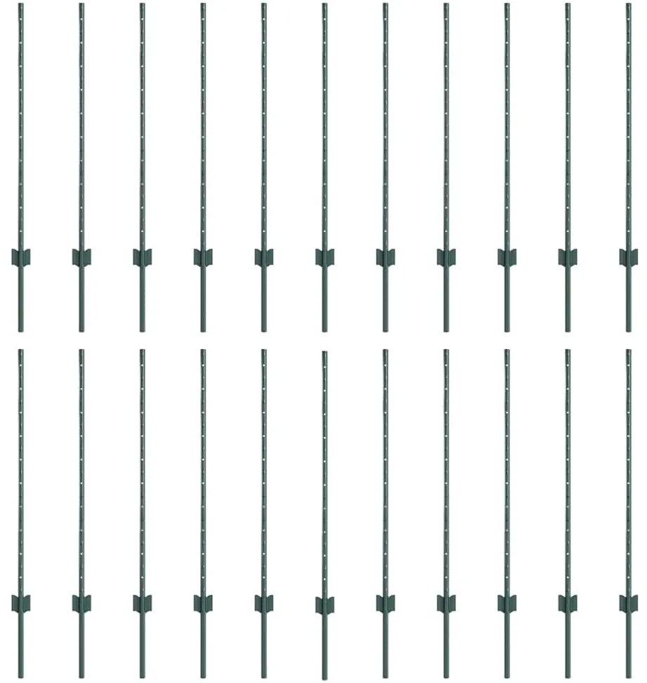 vidaXL Πό posts φράχτη 22 pcs Πράσινο 140 cm Ατσάλι
