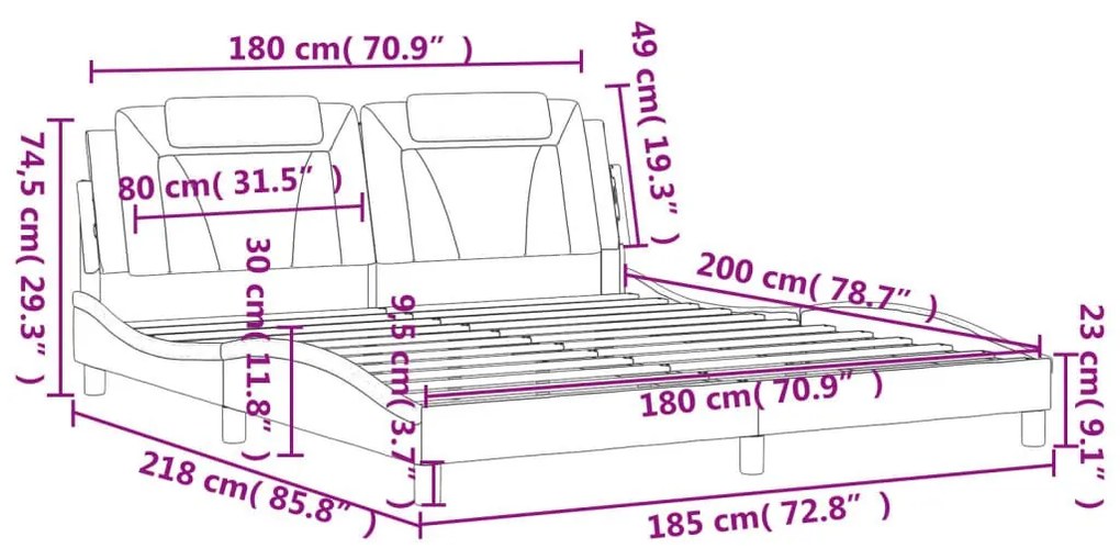 Πλαίσιο Κρεβατιού με Κεφαλάρι Λευκό 180x200 εκ. Συνθετικό Δέρμα - Λευκό