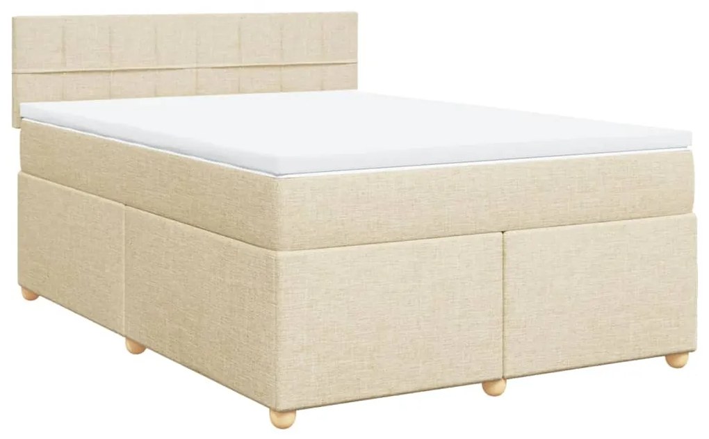 ΚΡΕΒΑΤΙ BOXSPRING ΜΕ ΣΤΡΩΜΑ ΚΡΕΜ 140X200 ΕΚ. ΥΦΑΣΜΑΤΙΝΟ 3289008