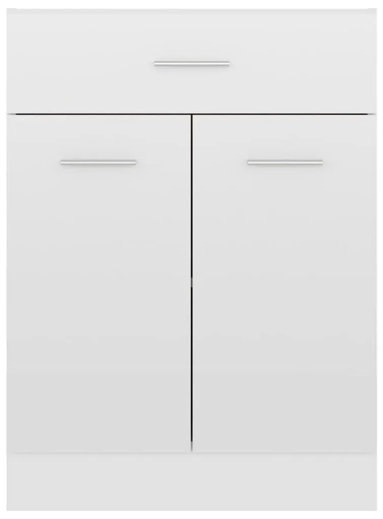 Ντουλάπι με Συρτάρι Γυαλιστερό Λευκό 60x46x81,5 εκ. Μοριοσανίδα - Λευκό