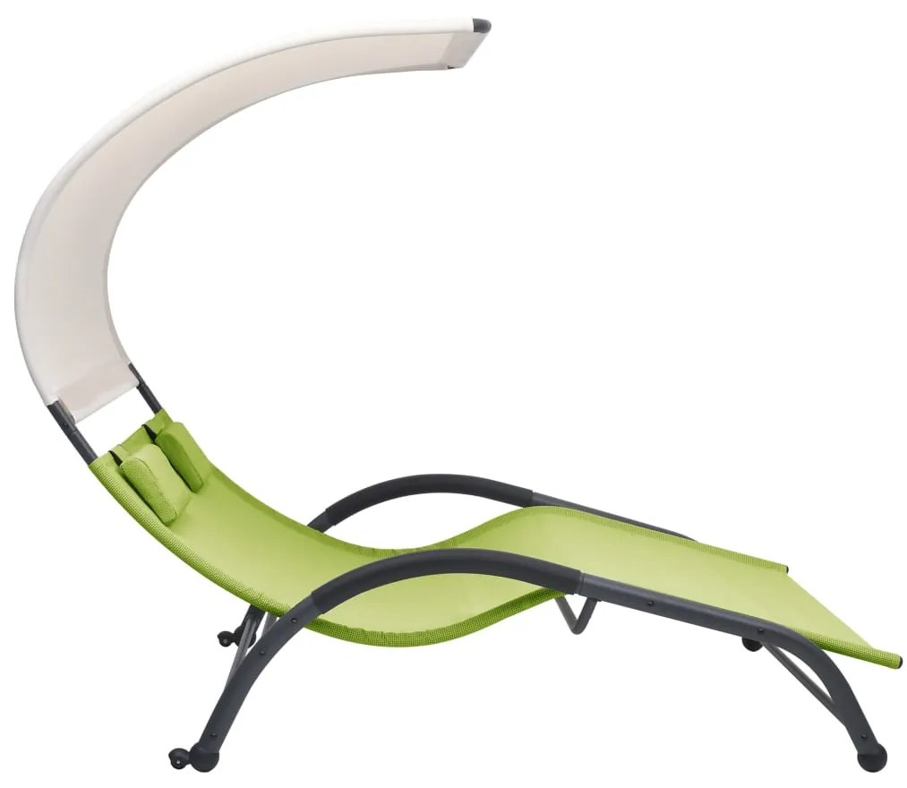 vidaXL Ξαπλώστρα Διπλή Πράσινη από Textilene με Σκίαστρο