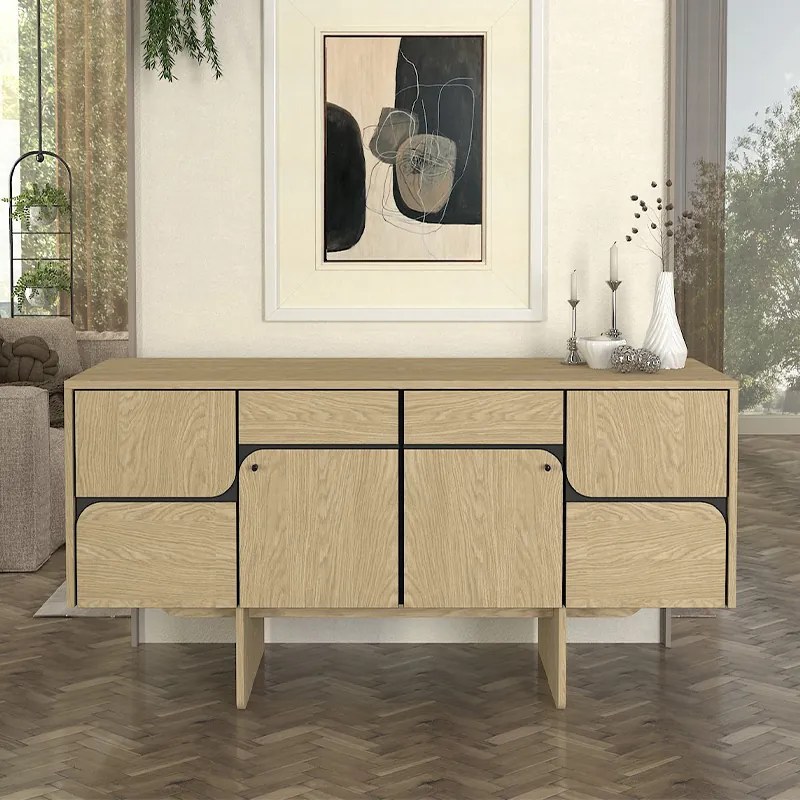 Μπουφές Lava Megapap χρώμα rota oak - ανθρακί 150x44,6x76εκ. - GP042-0294,1