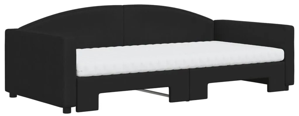 vidaXL Καναπές Κρεβάτι Συρόμενος Μαύρο 100x200εκ. Υφασμάτινος Στρώματα