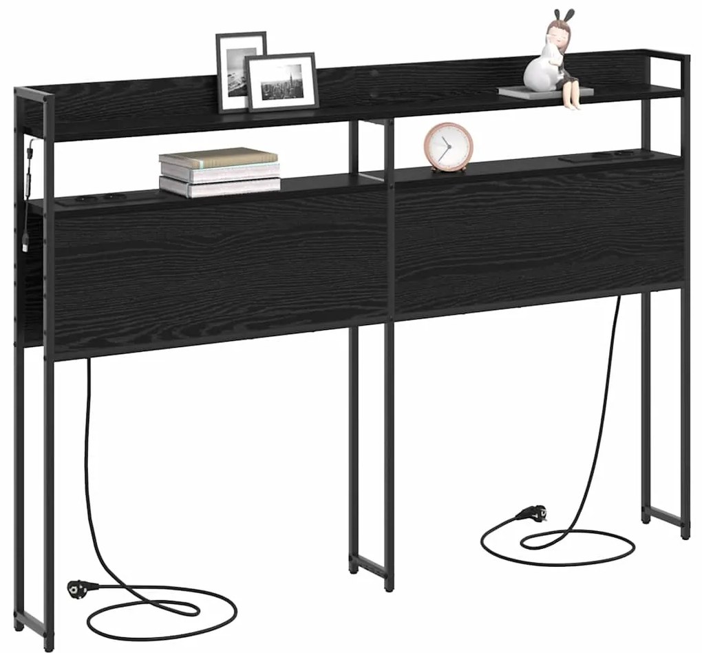vidaXL Κεφαλάρι Αποθήκης με ράφι Μαύρη δρυς 120 cm Επεξεργασμένο ξύλο
