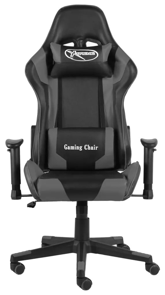 vidaXL Καρέκλα Gaming Περιστρεφόμενη Γκρι PVC