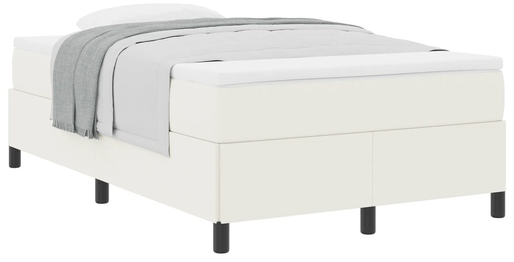 vidaXL Κρεβάτι Κρέμ 120x200 εκ από Καπιτονέ Ύφασμα