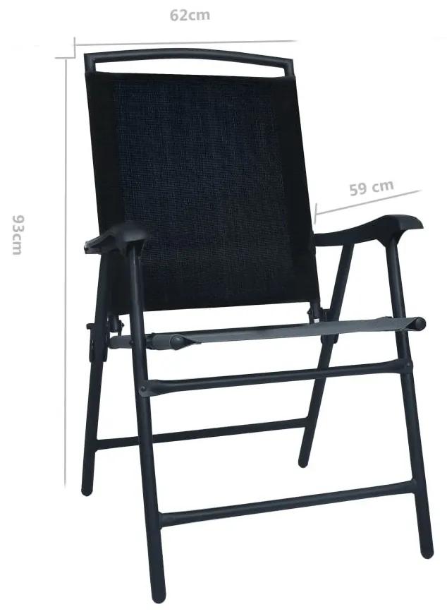 Καρέκλες Κήπου Πτυσσόμενες 2 τεμ. Μαύρες από Textilene - Μαύρο